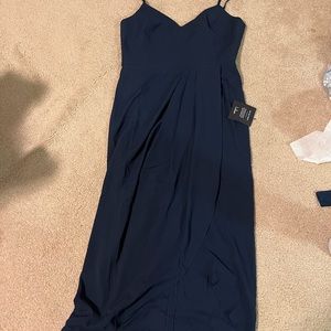 Reinette navy blue midi dress
